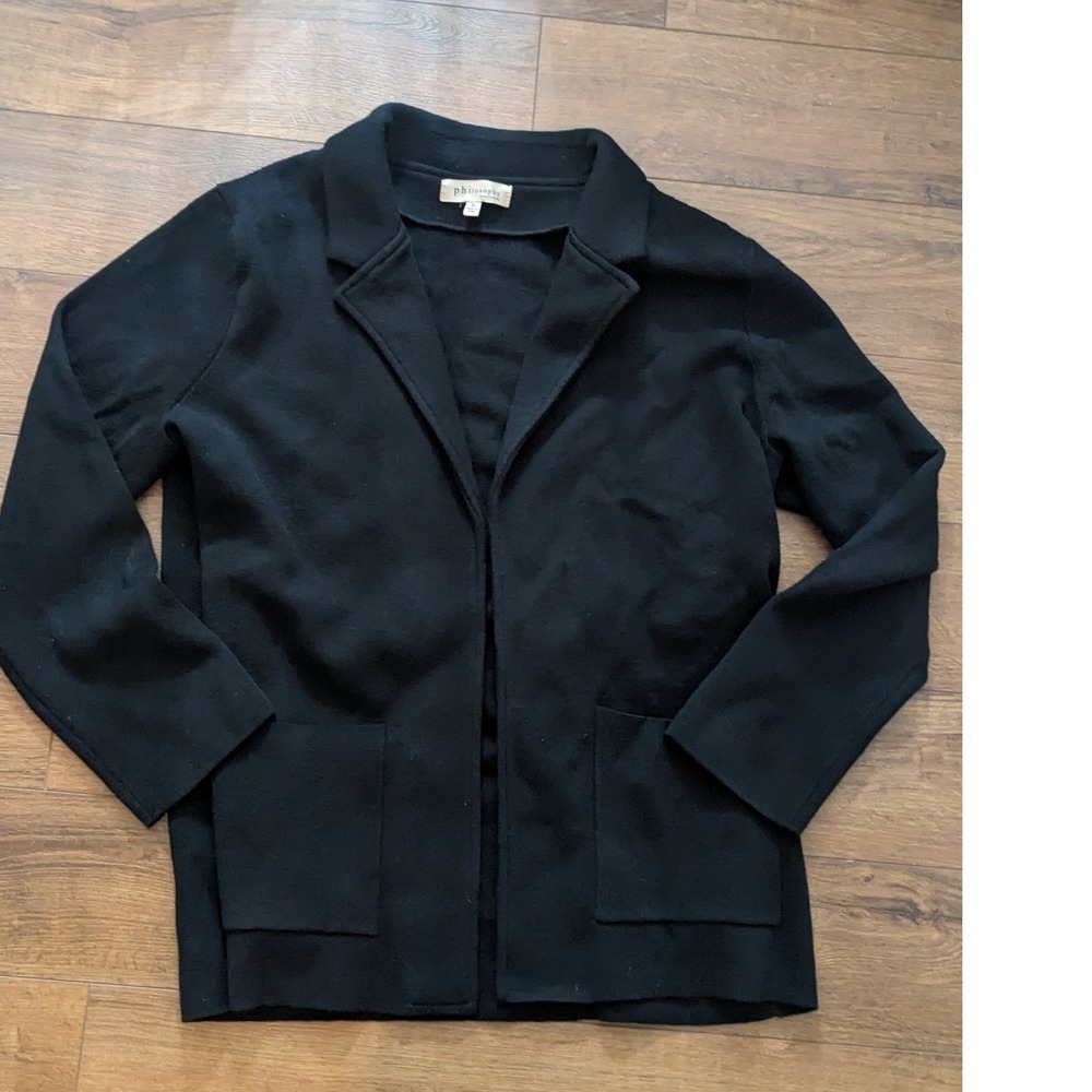 Philosophy Clothing Black Knit Open‎ Front Blazer Jacket XL - Picture 2 of 5